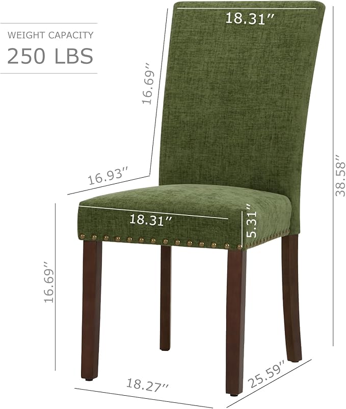 COLAMY Upholstered Parsons Dining Chairs Set of 4, Fabric Dining Room Kitchen - Image 2