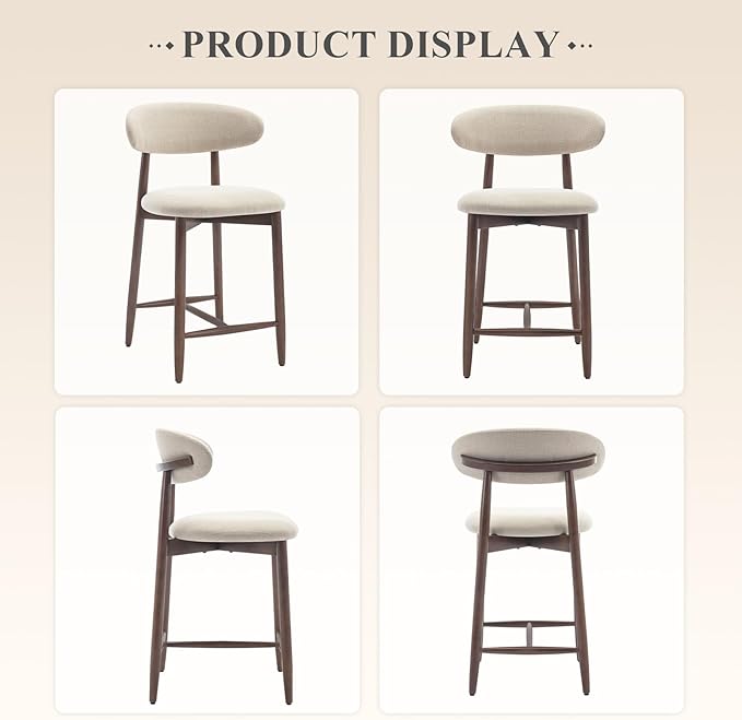 COLAMY Bar Stools with Back, Counter Height Bar Stools, Upholstered Counter - Image 6