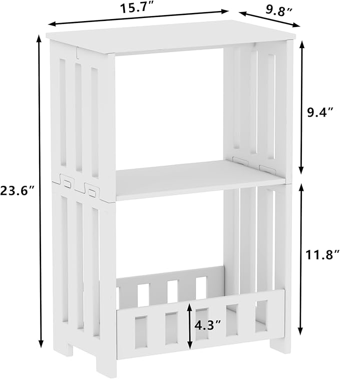 3-Tier End Table Night Stand Set of 2, Small Bookshelf Bedside Table - Image 3