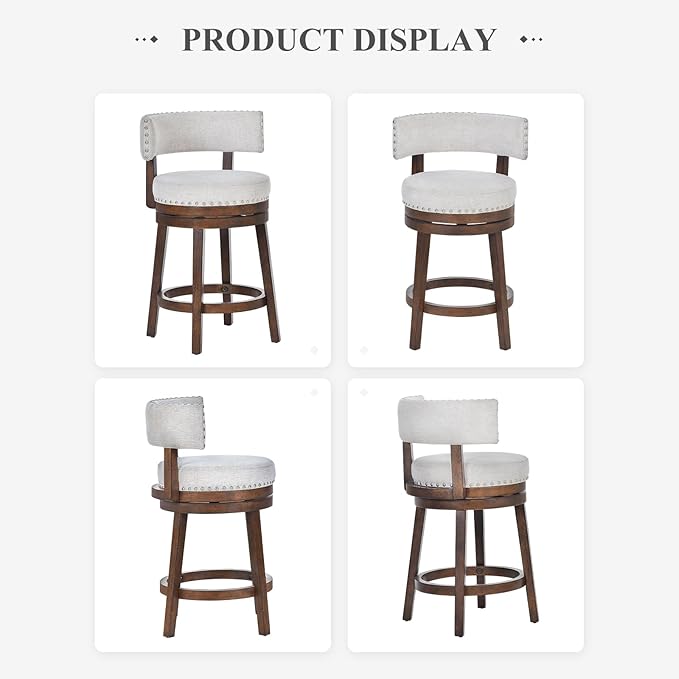 COLAMY Swivel Bar Stool Set of 2, Modern Swivel Barstool - Image 8