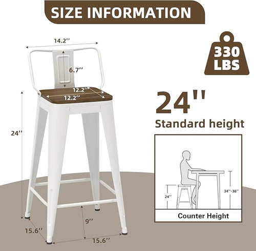 24 Inch Swivel Bar Stools Set of 4, Counter Height Bar Stools - Image 2