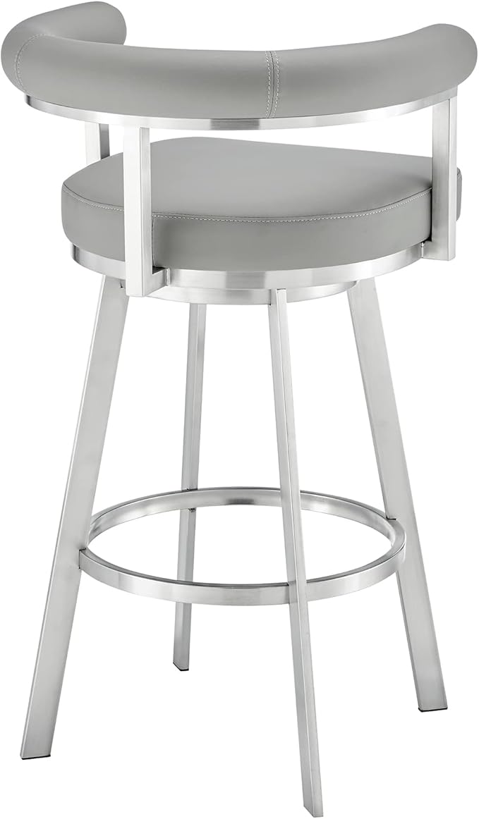 Armen Living Magnolia Swivel Counter Stool in Brushed Stainless Steel - Image 6