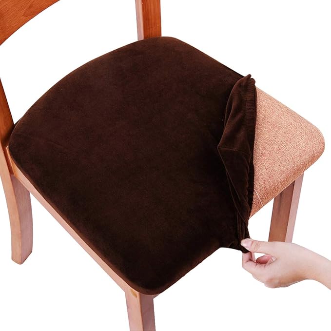 Smiry Velvet Seat Covers for Dining Room Chair Set of 2, Stretch Fit Removable by Smiry