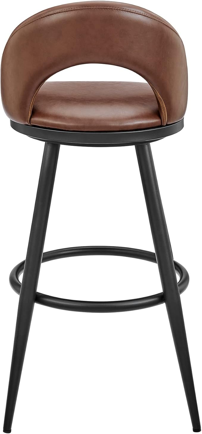 Armen Living Charlotte Swivel Bar Stool in Black Metal - Image 7