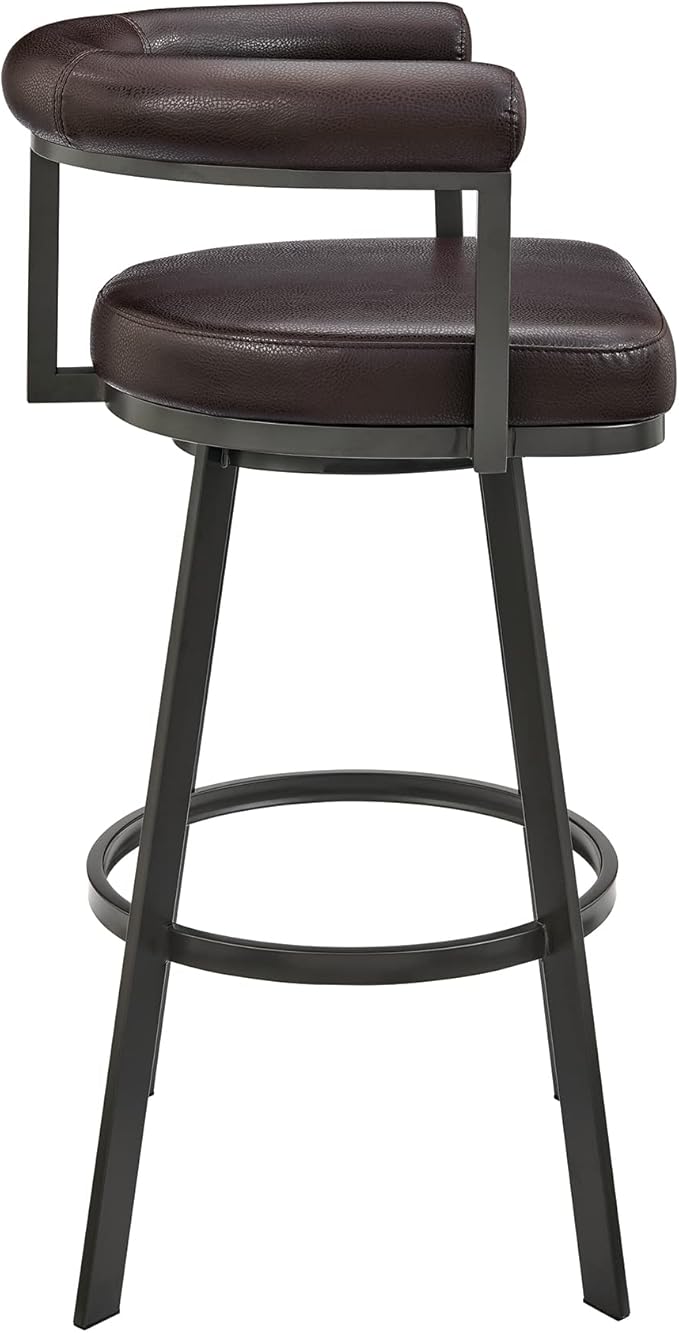 Armen Living Magnolia Swivel Bar Stool in Brown Metal - Image 5