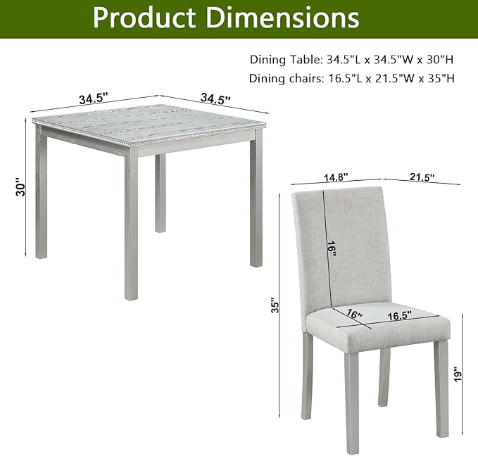 KEIKI 5-Piece Standard Height Dining Table Set - Image 3