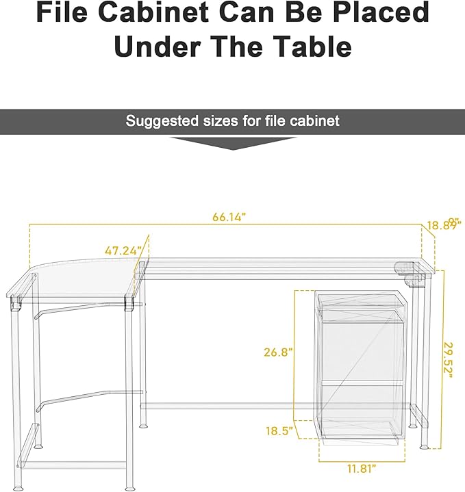 Teraves Modern L Shaped Gaming Desk 66'' Corner Computer Desk - Image 8