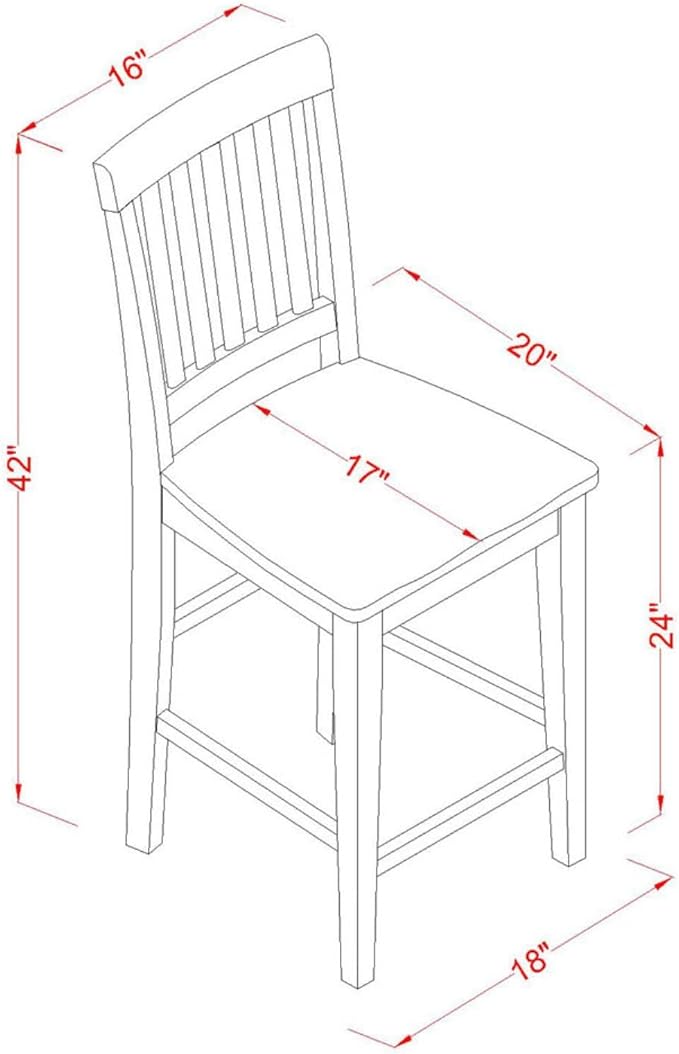 East West Furniture EDVN3-WHI-W 3 Piece Counter Height Dining Table Set - Image 5
