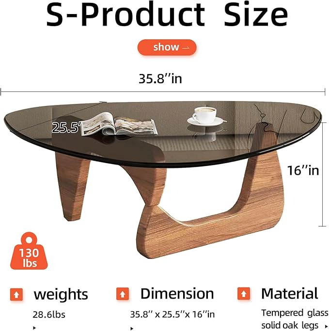 Modern Glass Coffee Table for Living Room, Small mid Century Modern Coffee Table - Image 2
