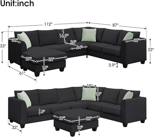 112" Upholstered Sectional Sofa Sets - Image 2