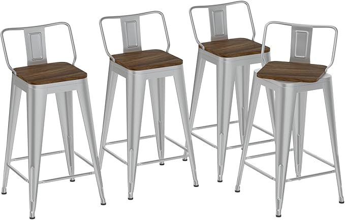 30 Inch Swivel Bar Stools Set of 4, Counter Height Bar Stools - Image 3