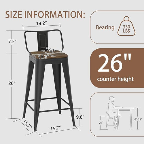26 Inch Swivel Bar Stools Set of 4, Counter Height Bar Stools - Image 2