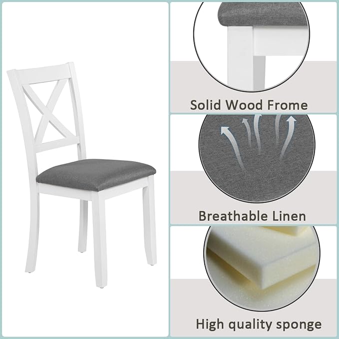 Dining Table Set for 5, 6-Piece Kitchen Table & Chairs Set - Image 5