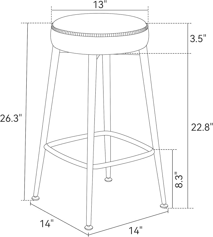 Counter Height Bar Stools, Upholstered Faux Leather Kitchen Counter Stools - Image 3