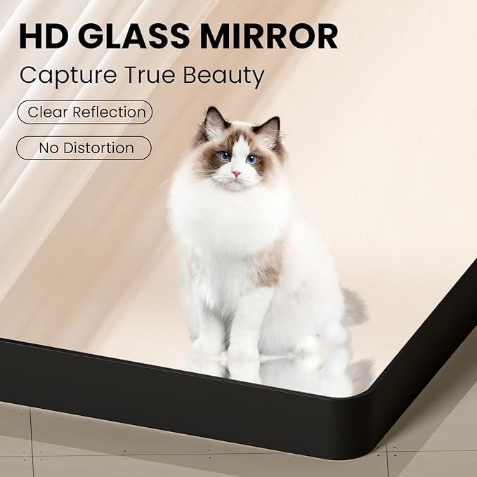 Black Bathroom Mirror 28X36 Inch, Rounded Rectangle Matte Bathroom Vanity Mirror - Image 4