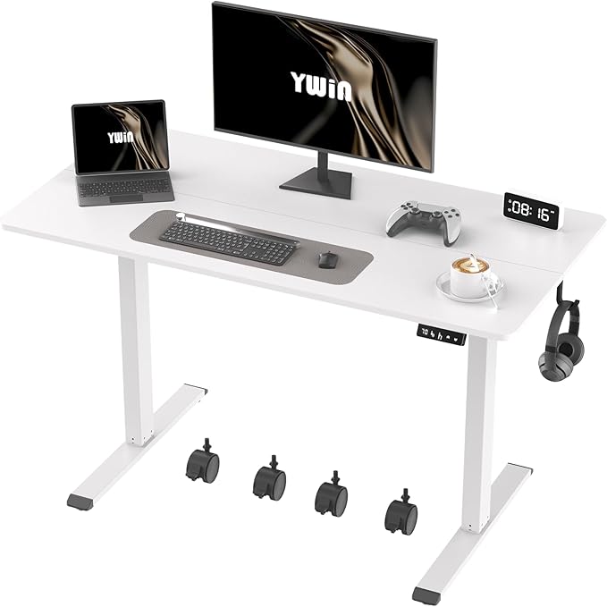 Ywin Electric Height Adjustable Standing Desk, 55 x 24 inches Sit Stand Desk by Unknown