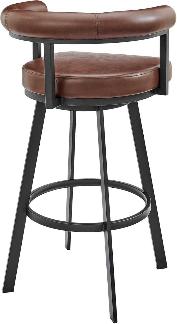 Armen Living Magnolia Swivel Bar Stool in Black Metal - Image 6