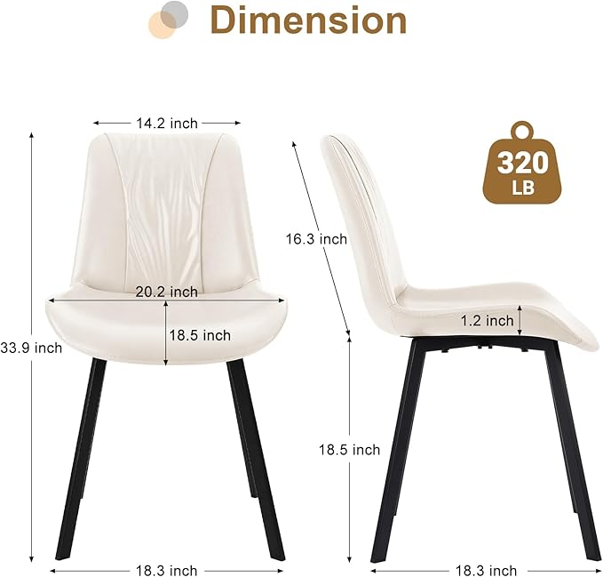 Upholstered Dining Chairs Set of 2, Modern Kitchen & Dining Room Chairs - Image 4