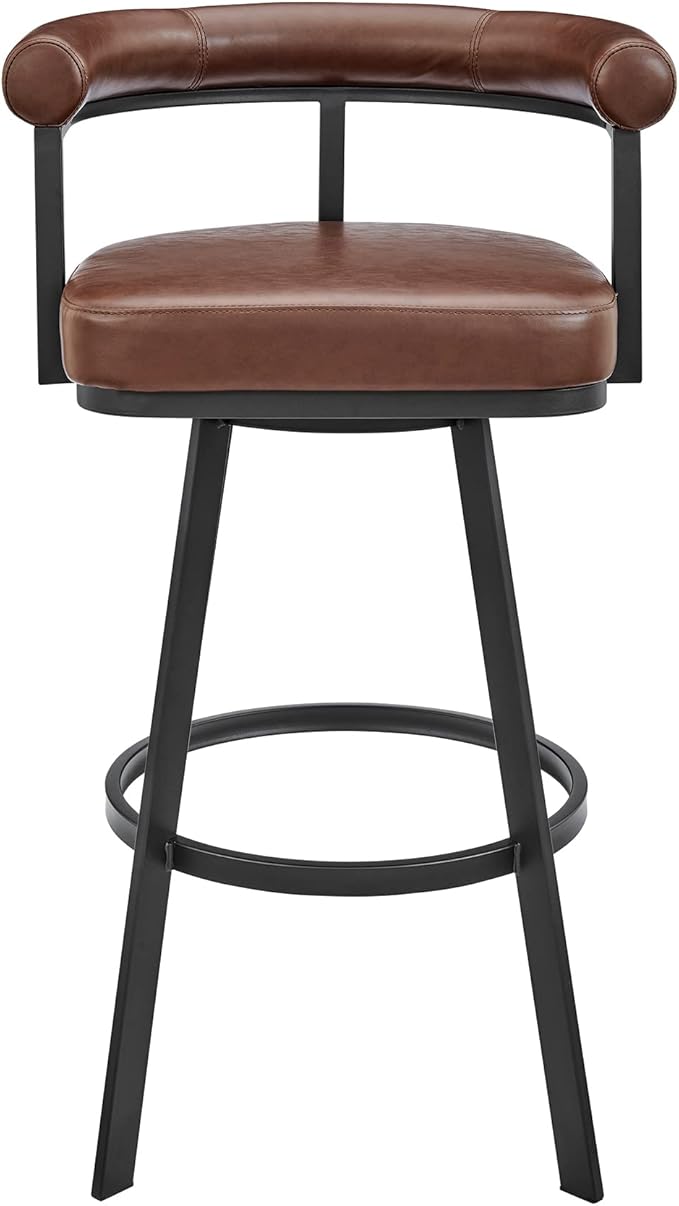 Armen Living Magnolia Swivel Bar Stool in Black Metal - Image 4