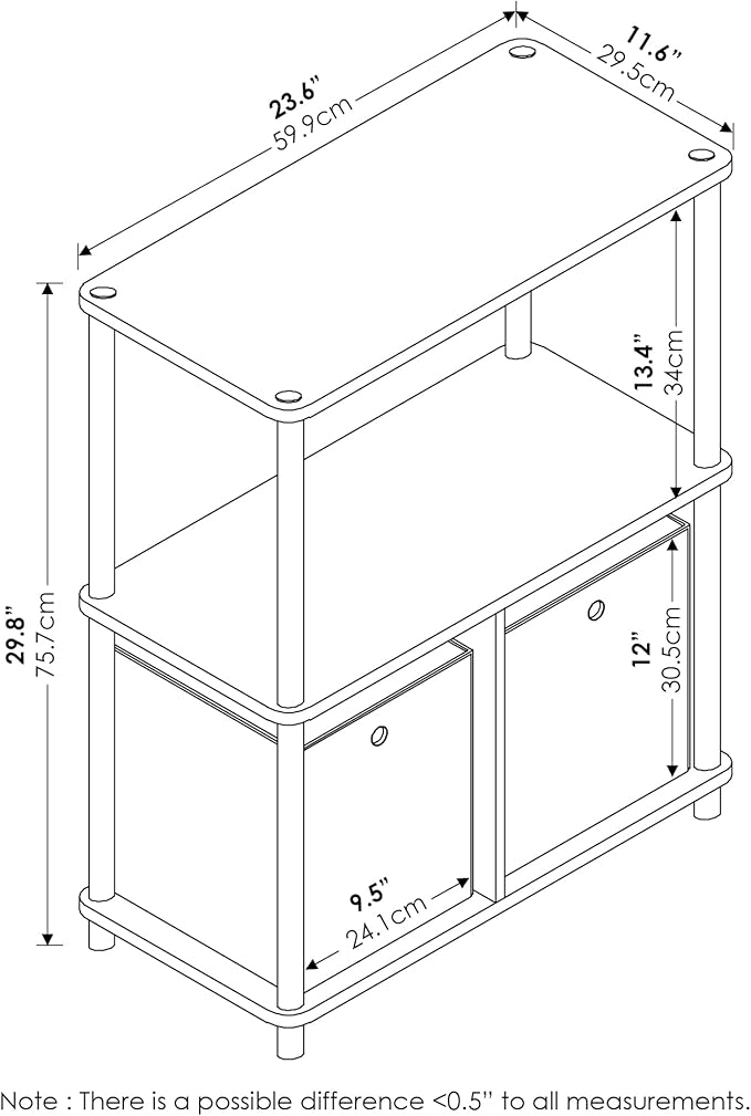 Furinno Go Green 3-Tier 2-Bin Multi-Purpose Storage Shelf - Image 6