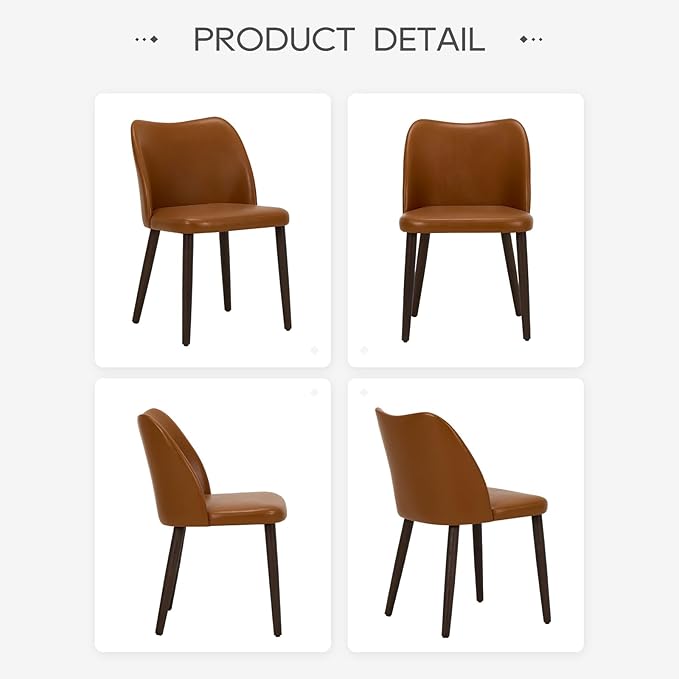 COLAMY Upholstered Dining Chairs Set of 2, PU Leather Dining Room Kitchen Side - Image 6