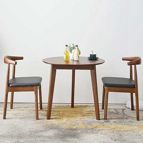 24" Round 3 Legs Casual Dining Table, Walnut Brown Rubberwood Coffee Table End by NICOKI