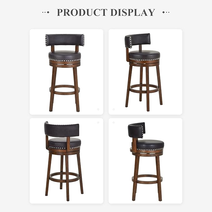 COLAMY Swivel Counter Height Bar Stools Set of 3, 30 Inch Modern Upholstered - Image 8