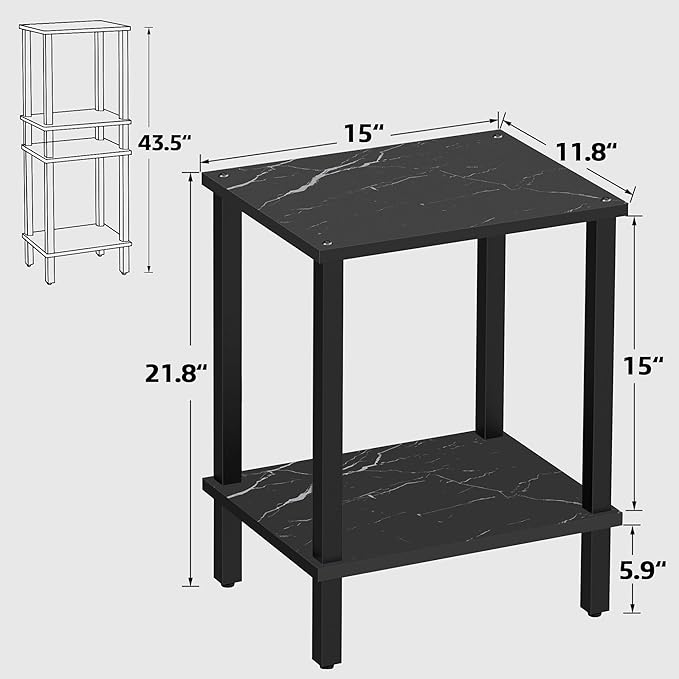 TUTOTAK End Table, Side Table, Nightstand, 2-Tier Storage Shelf, Sofa Table - Image 3