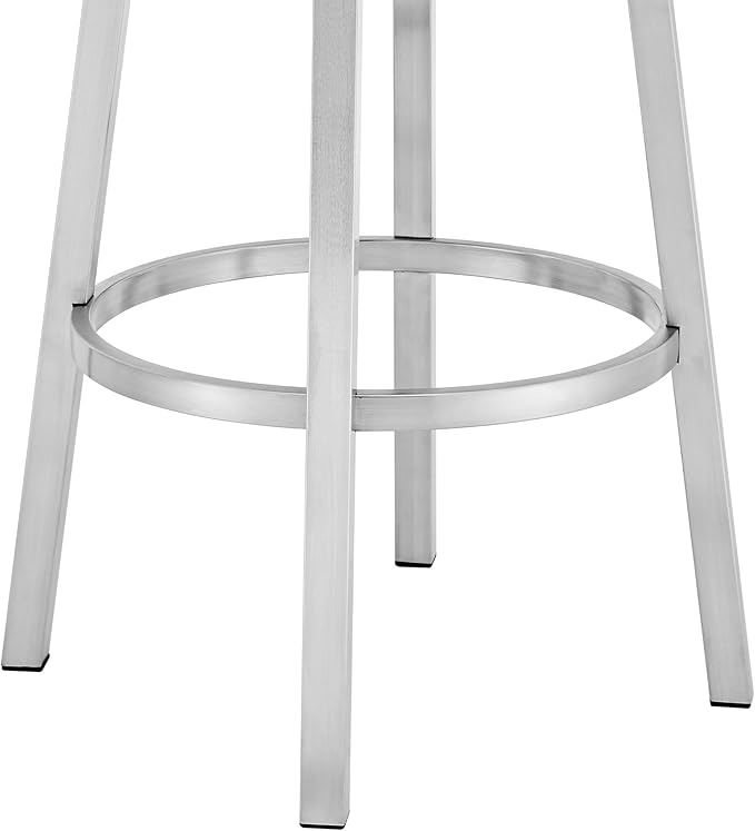 Armen Living Madrid 26" Seat Height Swivel Modern Red Faux Leather and Brushed - Image 9