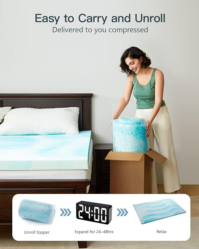PERLECARE 3 Inch King Memory Foam Mattress Topper, Cooling Gel Infused Mattress - Image 6