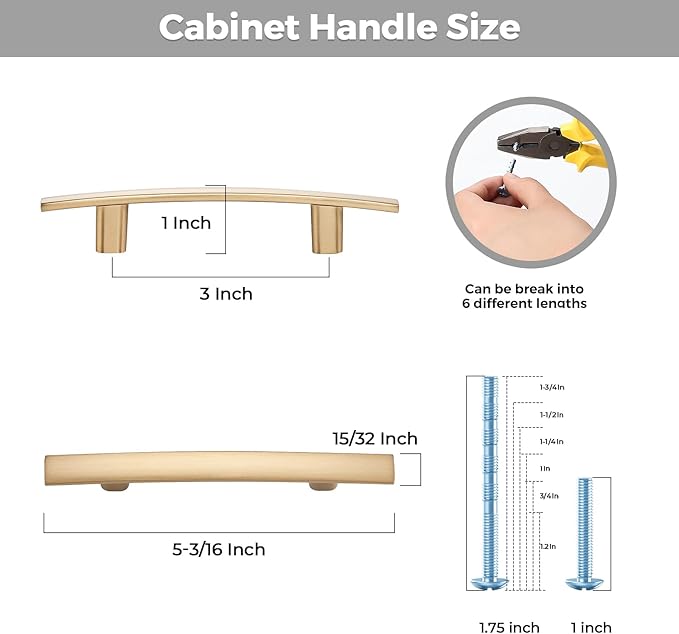 5 Pack Cabinet Handles 3" Hole Center - Image 3