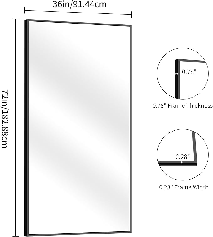YIROMAN Bathroom Mirror 72"x36", Large Brushed Gold Bathroom Mirror - Image 7