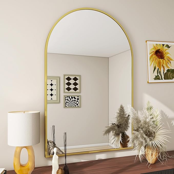 BEAUTYPEAK Wall Mounted Mirror, 26 inch x38 inch Arch Bathroom Mirror, Living by BEAUTYPEAK