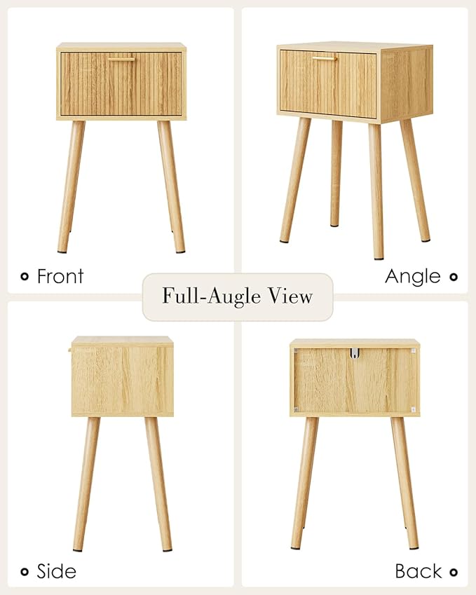 Night Stand Set 2, Oak Nightstand - Image 9