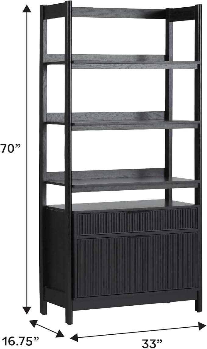 Walker Edison Transitional Open Reeded 4-Shelf Bookshelf - Image 12