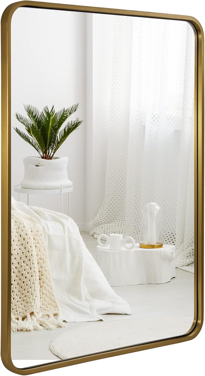 ANDY STAR 28x36 INCH Gold Mirror Bathroom, Brushed Gold Mirrors by ANDYSTAR