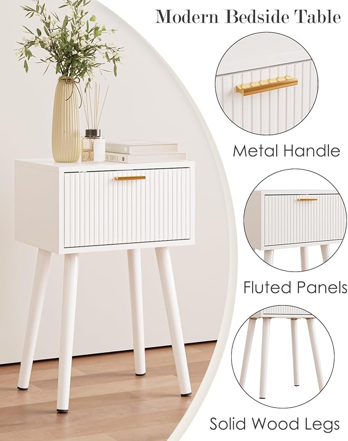 Night Stand Set 2, Small Modern Mid-Century Bedside Table - Image 6