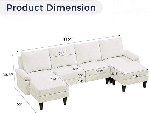 115 Inch U Shaped Sectional Couch - Image 2