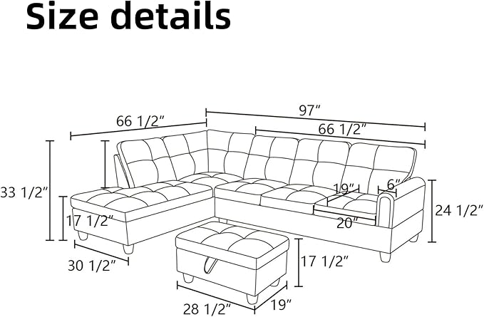 L Shaped Sectional Couches for Living Room, Modern Modular Sectional Sofa - Image 2