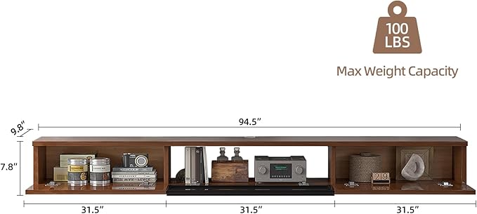 High Gloss Floating TV Stand, Under TV Floating Shelf, Floating TV Cabinet - Image 4