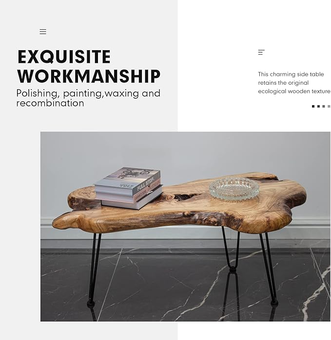 Live Edge Coffee Table, Natural Living Room Coffee Table - Image 5