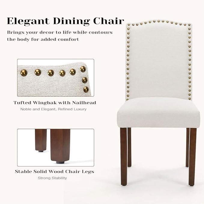 Kitchen Chairs Set of 2 Modern Upholstered Fabric Seat - Image 6
