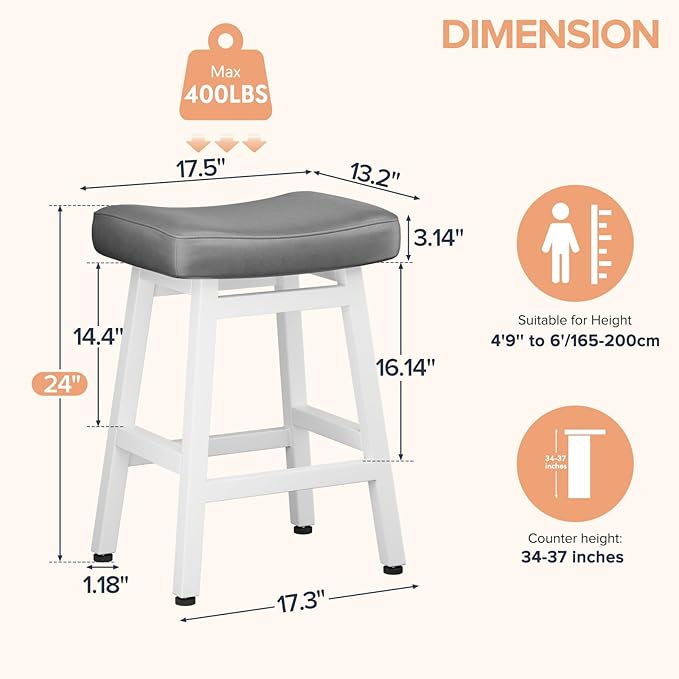 Counter Height Bar Stools Set of 3, 24 Inch Barstools - Image 2
