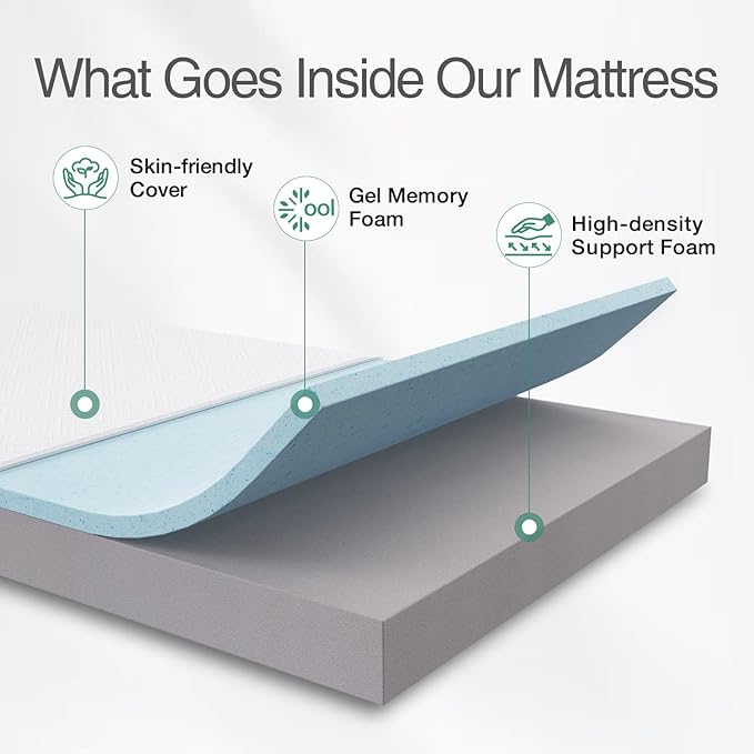 Novilla Twin XL Mattress, Cooling Gel Memory Foam Mattress 8 inch - Image 3