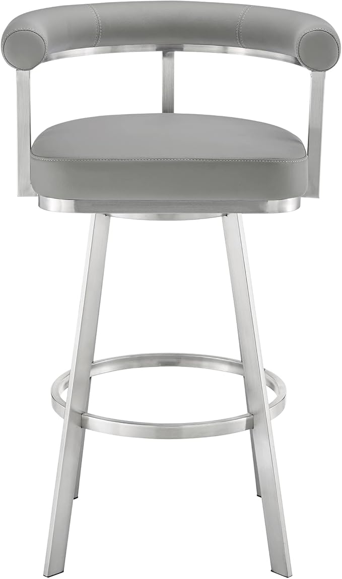 Armen Living Magnolia Swivel Bar Stool in Brushed Stainless Steel - Image 4