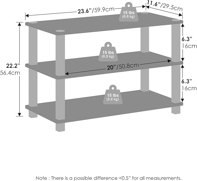 Furinno Turn-S-Tube 3-Tier Multipurpose Stackable Standing Shelves, - Image 2