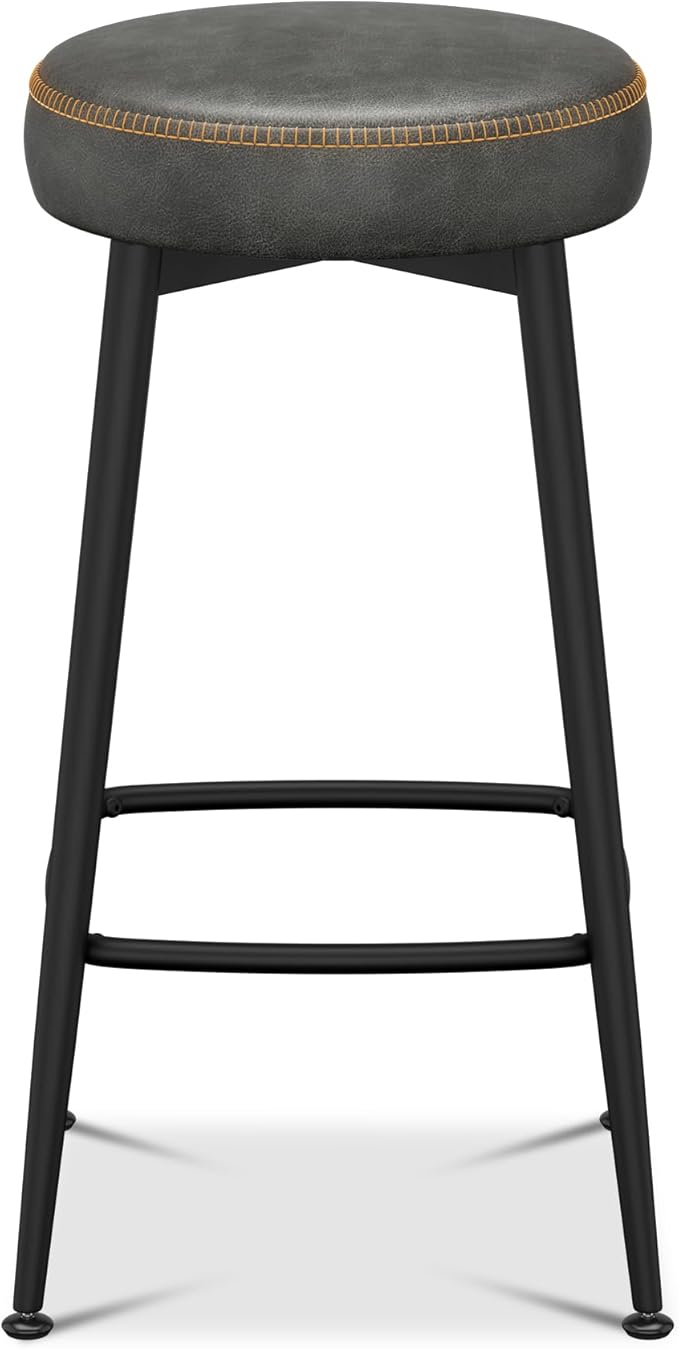 Counter Height Bar Stools, Upholstered Faux Leather Kitchen Counter Stools - Image 8