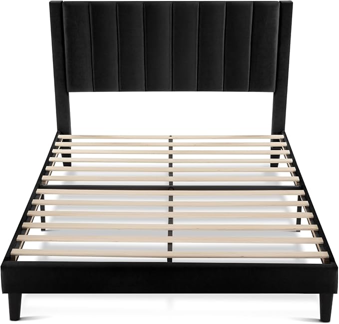 SHA CERLIN Full Bed Frame/Velvet Upholstered Platform Bed Frame - Image 9