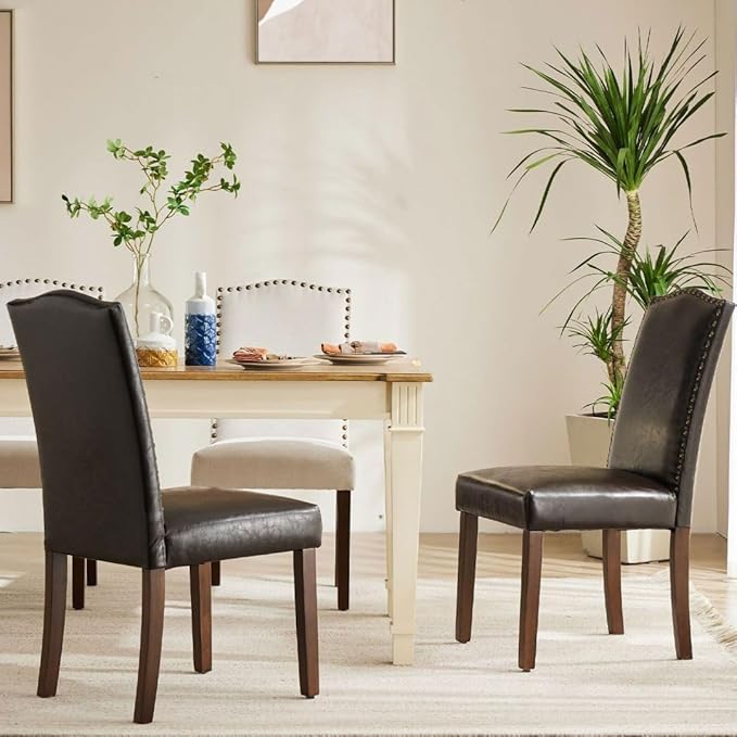 Kitchen Chairs Set of 2 Modern Upholstered Fabric Seat - Image 2
