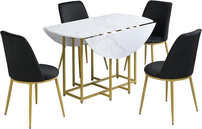 Ball & Cast Space-Saving 5-Piece Extendable Kitchen Dining Table Set w/ 4 - Image 9